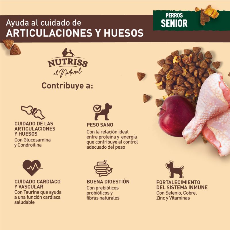 Nutriss Al Natural Senior Pollo, Frutas y Verduras 3 Empaque Nutriss Al Natural Senior Pollo, Frutas y Verduras de 2 kg