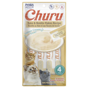 Alimento Inaba Churu Gato Atún con Hojuelas de Bonito (4 Tubos) para perros