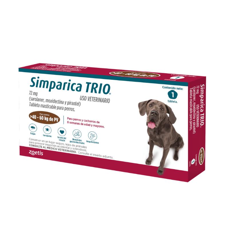 Simparica Trio Antipulgas para Perros de 40 a 60 kg 1 Simparica Trio Antipulgas para Perros de 40 a 60 kg para perros