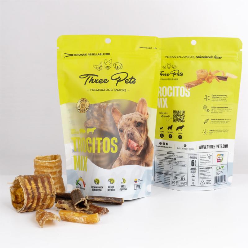 Three Pets Trocitos Mix 120 g 3 Empaque Three Pets Trocitos Mix 120 g de 120 g