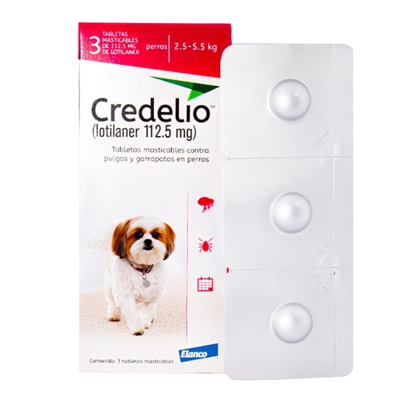 Credelio Antipulgas para Perros de 2.5 a 5.5 kg 3 Empaque Credelio Antipulgas para Perros de 2.5 a 5.5 kg de 3 comprimidos