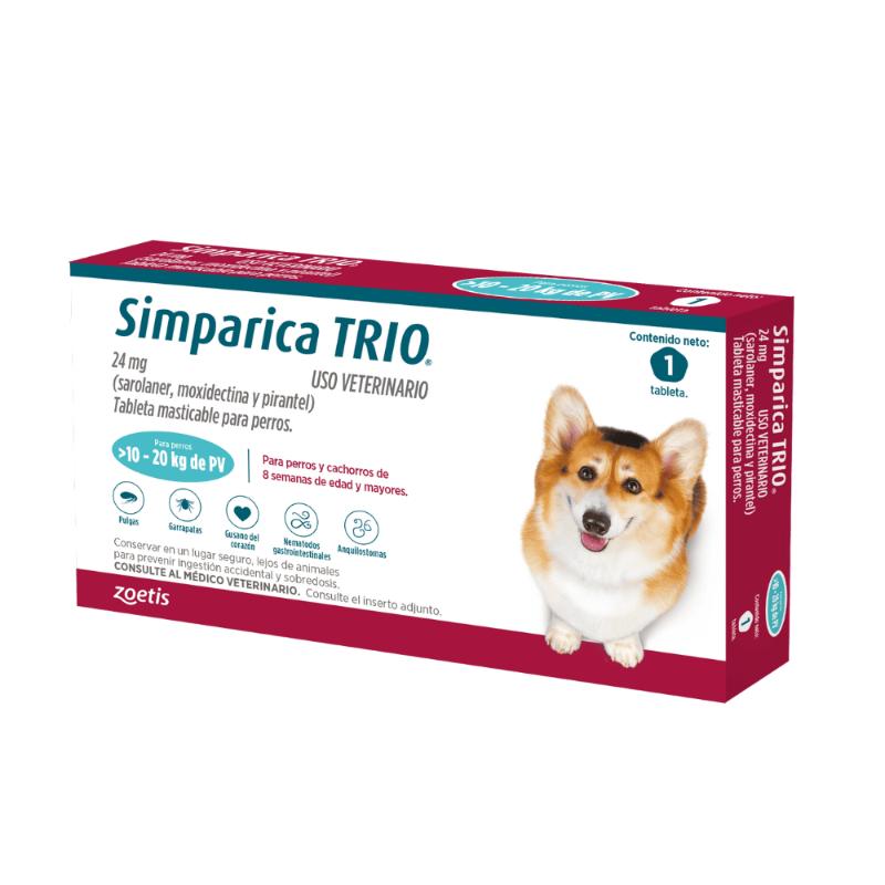 Simparica Trio Antipulgas para Perros de 10 a 20 kg 1 Simparica Trio Antipulgas para Perros de 10 a 20 kg para perros