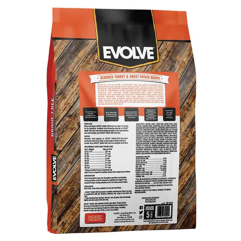 Evolve Grain-Free Turkey & Sweet Potato Recipe Dog 4 Empaque Evolve Grain-Free Turkey & Sweet Potato Recipe Dog de 11.8 kg