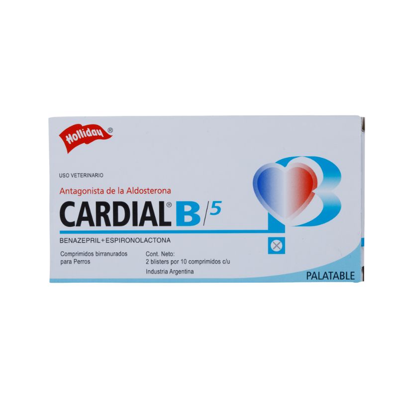 Cardial B 5 mg Soporte Cardiovascular (Caja x 20 Comprimidos) 1 Cardial B 5 mg Soporte Cardiovascular (Caja x 20 Comprimidos) para perros
