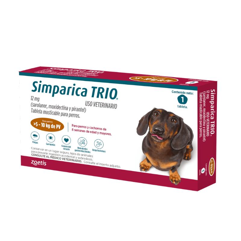 Simparica Trio Antipulgas para Perros de 5 a 10 kg 1 Simparica Trio Antipulgas para Perros de 5 a 10 kg para perros