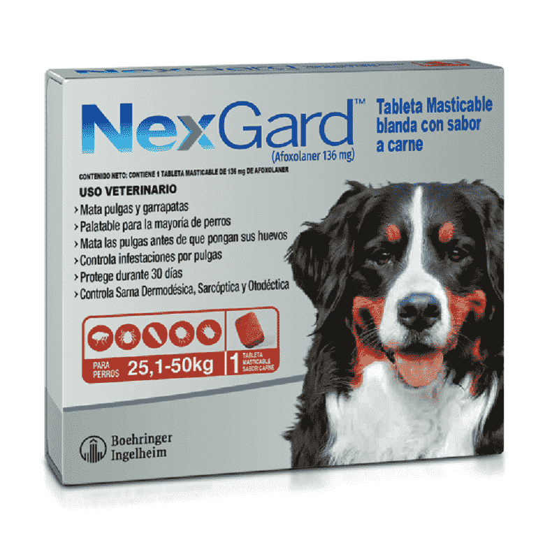 NexGard Antipulgas para Perros de 25.1 a 50 kg 1 NexGard Antipulgas para Perros de 25.1 a 50 kg para perros