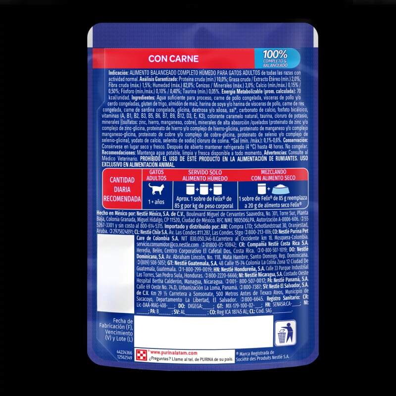 Purina Felix Classic con Carne en Salsa 2 Empaque Purina Felix Classic con Carne en Salsa de 85 g
