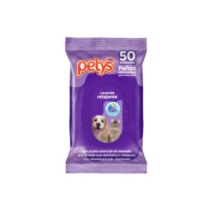 Petys Pañitos Húmedos Aromaterapia Lavanda Relax (Paquete x 50 Unidades) para perros