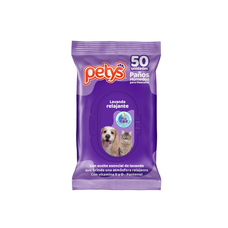 Petys Pañitos Húmedos Aromaterapia Lavanda Relax (Paquete x 50 Unidades) 1 Petys Pañitos Húmedos Aromaterapia Lavanda Relax (Paquete x 50 Unidades) para perros