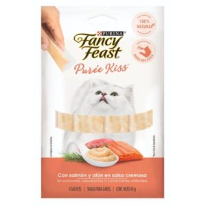 Alimento Purina Fancy Feast Puree Kiss Atún y Salmón en Salsa Cremosa para perros