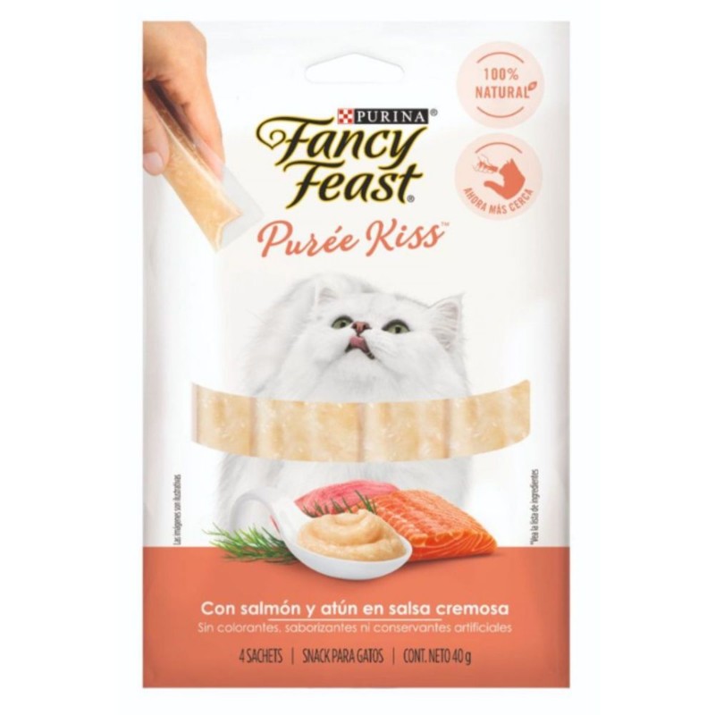 Purina Fancy Feast Puree Kiss Atún y Salmón en Salsa Cremosa 1 Alimento Purina Fancy Feast Puree Kiss Atún y Salmón en Salsa Cremosa para perros