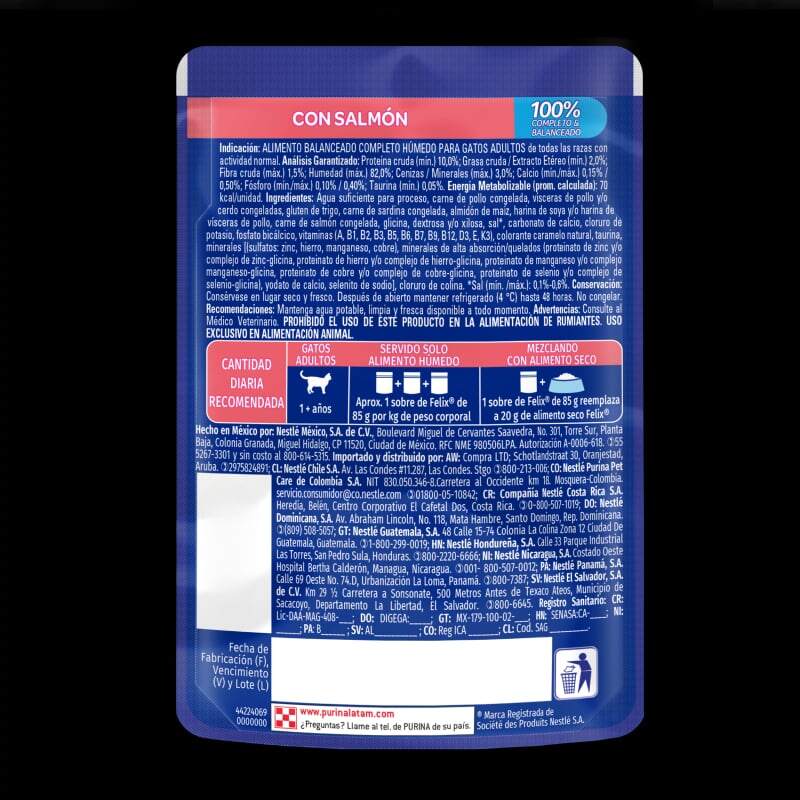 Purina Felix Classic con Salmón en Salsa 2 Empaque Purina Felix Classic con Salmón en Salsa de 85 g