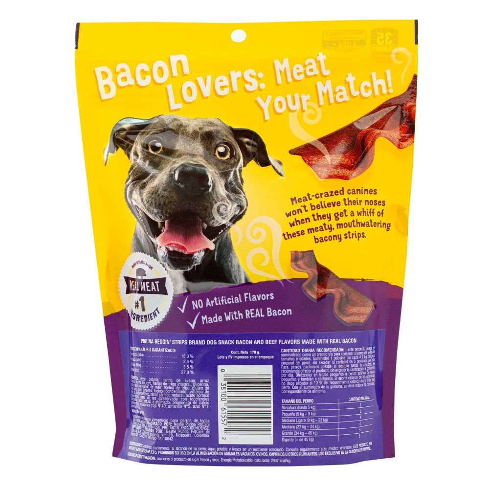 Beggin Strips Tiras de Tocineta y Carne 6 oz 2 Beggin Strips tiras de tocineta y carne 6 oz