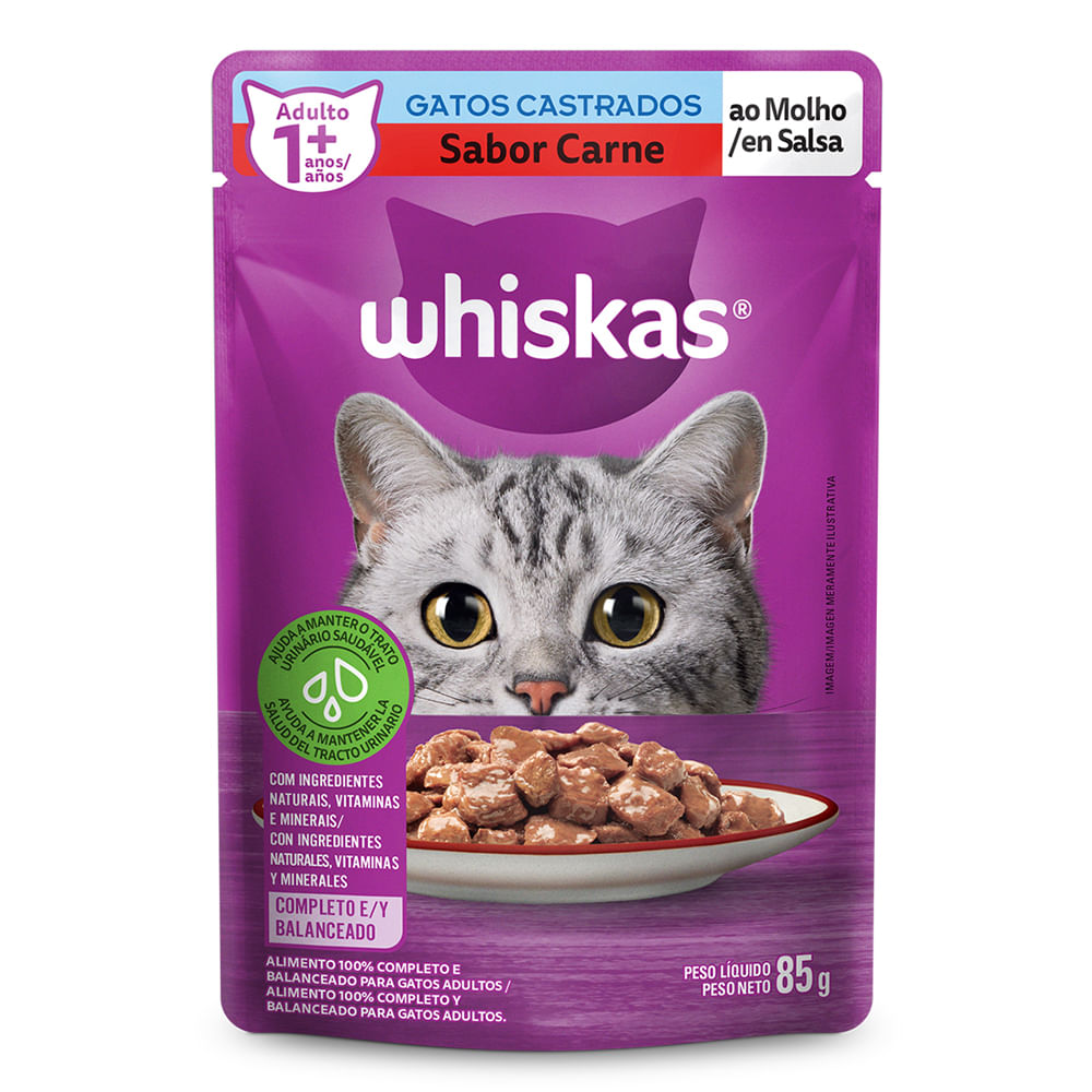 Whiskas Castrados Carne Pouch 85 g 1 Whiskas Castrados Carne Pouch 85 g