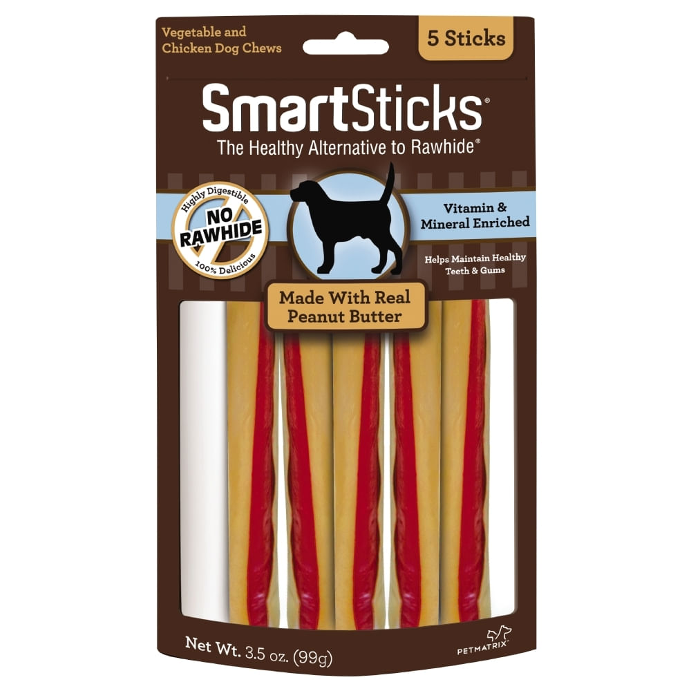 SmartBones SmartSticks Mantequilla de Maní sin Carnaza (5 unidades) 1 SmartBones SmartSticks mantequilla de maní sin carnaza 5 unidades