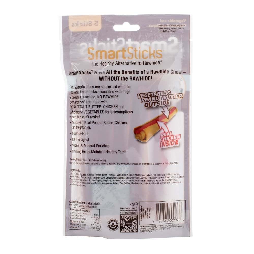 SmartBones SmartSticks Mantequilla de Maní sin Carnaza (5 unidades) 3 SmartBones SmartSticks mantequilla de maní sin carnaza 5 unidades