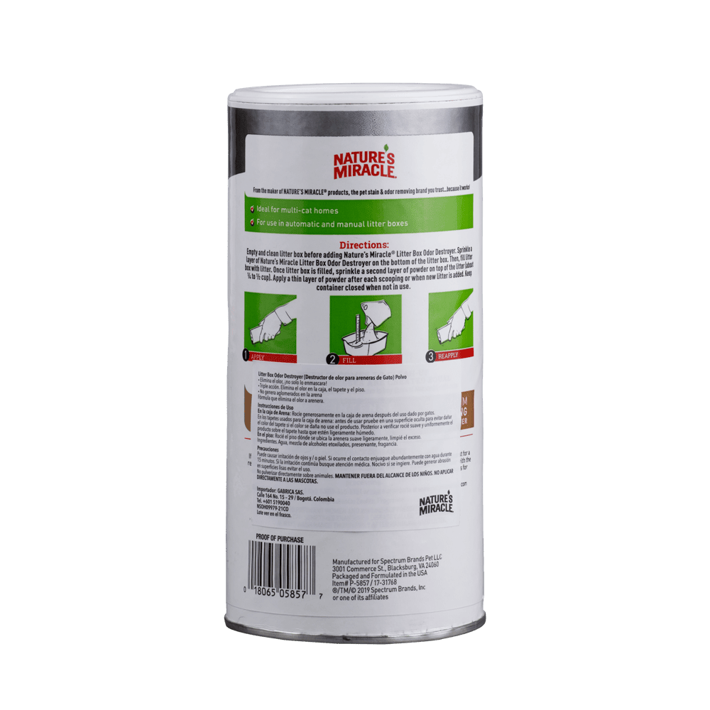 Nature's Miracle Destructor de Olores para Caja de Arena 20 oz 2 Nature's Miracle destructor de olores para caja de arena 20 oz