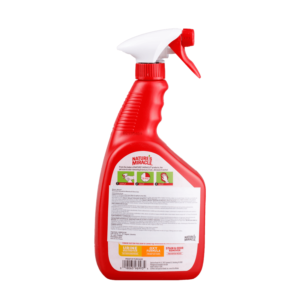 Nature's Miracle Eliminador Avanzado de Manchas y Olores Gato 32 oz 2 Nature's Miracle eliminador avanzado de manchas y olores para gato 32 oz