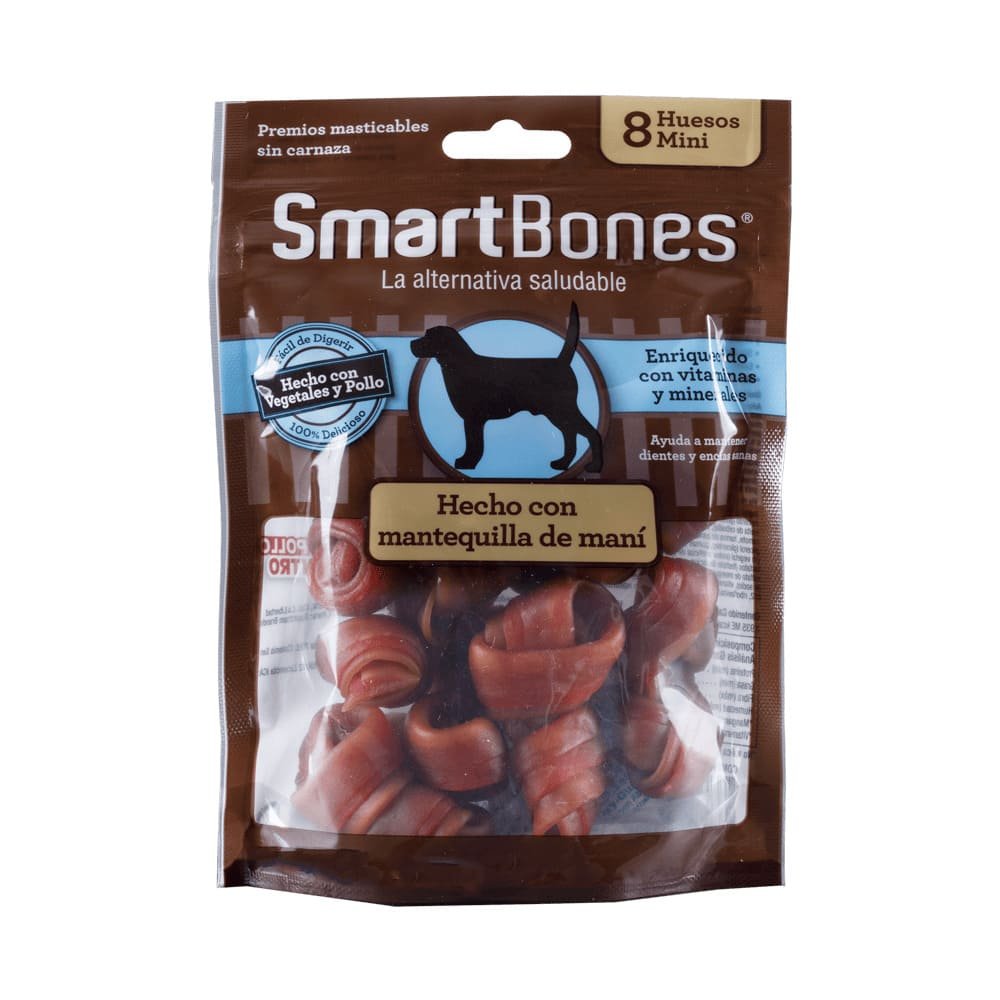 SmartBones Mini Mantequilla de Maní sin Carnaza (8 huesos) 1 SmartBones mini mantequilla de maní sin carnaza 8 huesos