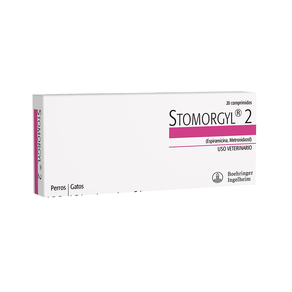 Stomorgyl 2 Espiramicina y Metronidazol (Caja x 20 Comprimidos) 1 Stomorgyl 2 caja x 20 comprimidos para perro y gato