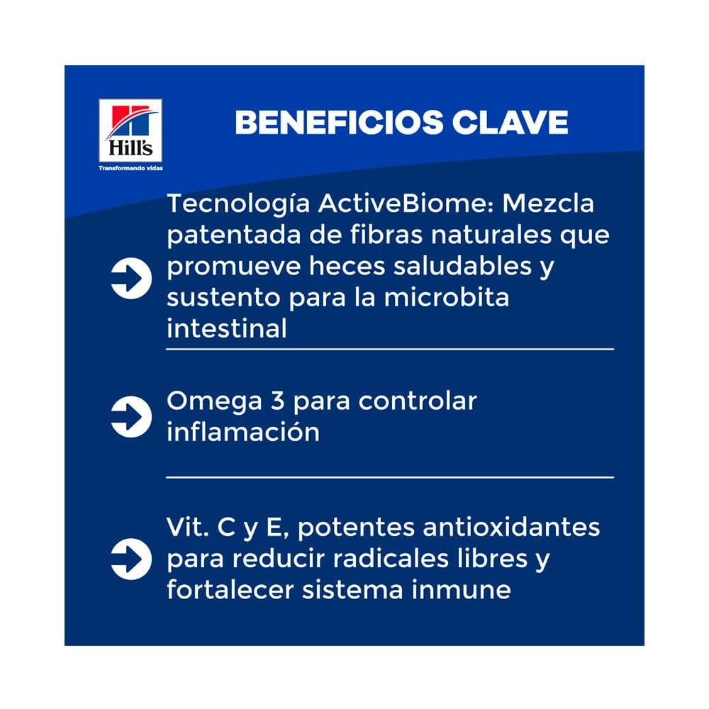 Hill's Prescription Diet Gastrointestinal Biome Small Bites 1,49 kg 2 Hill's Prescription Diet Gastrointestinal Biome Small Bites 1,49 kg, vista lateral del empaque