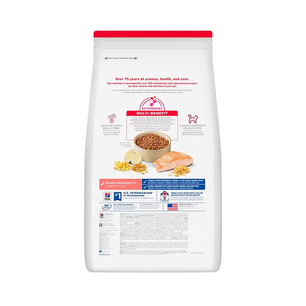 Hill's Science Diet Adult Salmón Gato 3,5 lb 2 Hill's Science Diet Adult Salmón Gato 3,5 lb, vista lateral del empaque