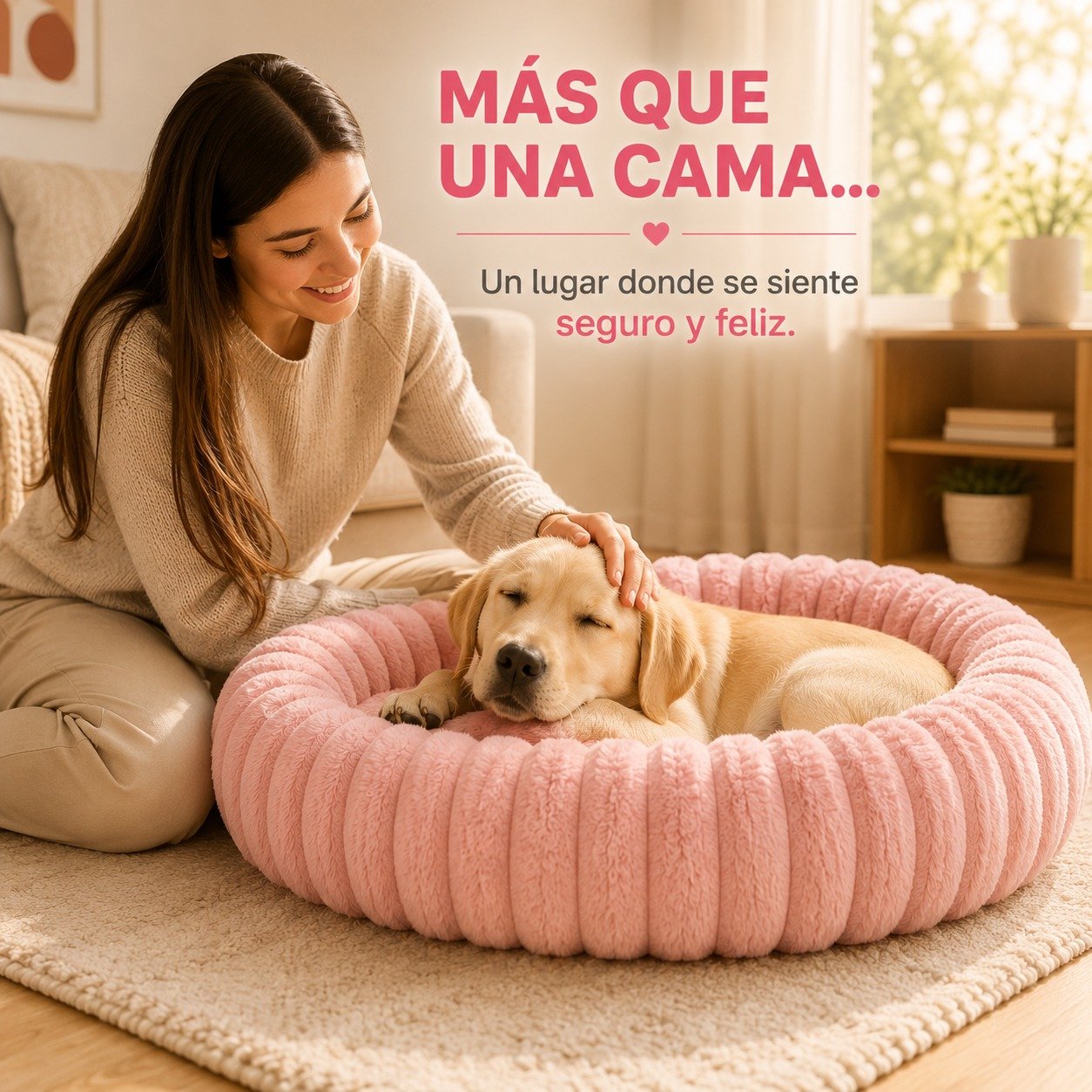 Cama redonda afelpada para perros y gatos 6 cama mascota afelpada