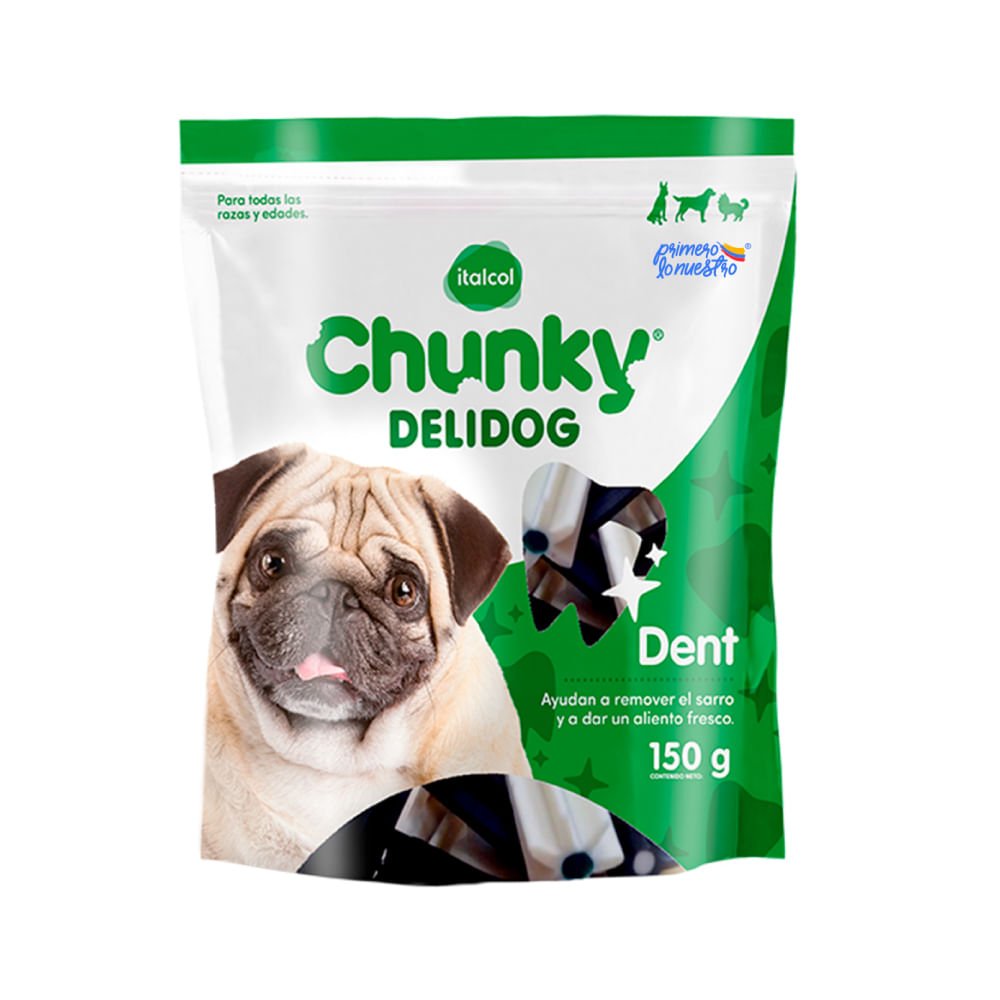 Chunky Delidog Dent 150 g 2 Chunky Delidog Dent 150 g, vista lateral del empaque