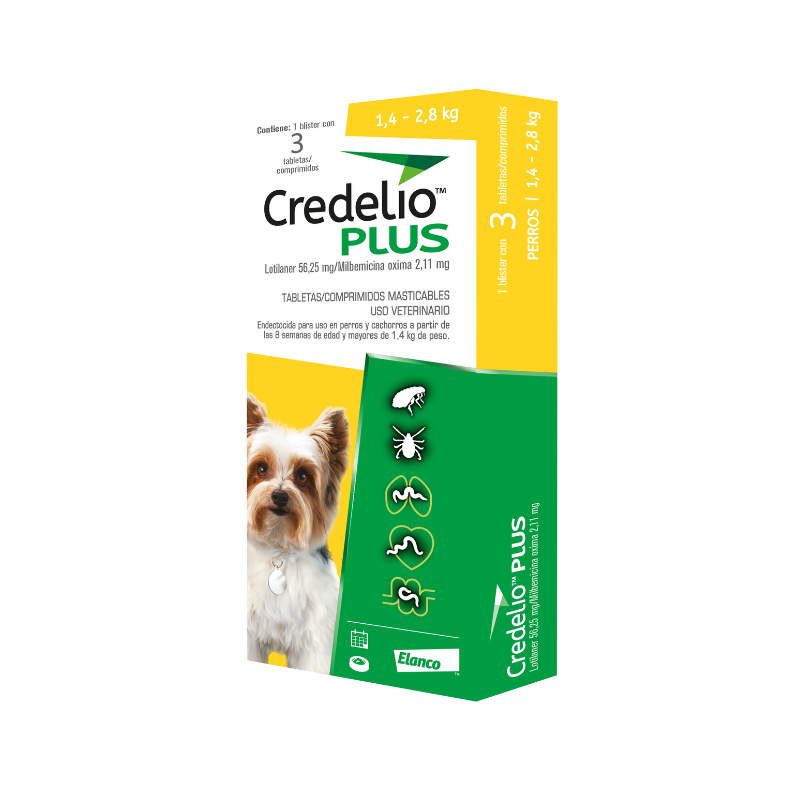 Credelio Plus Antiparasitario Interno y Externo para Perros de 2.8 a 5.5 kg (1 Tableta) 3 Credelio Plus Antiparasitario Interno y Externo para Perros de 2.8 a 5.5 kg (1 Tableta), otra vista