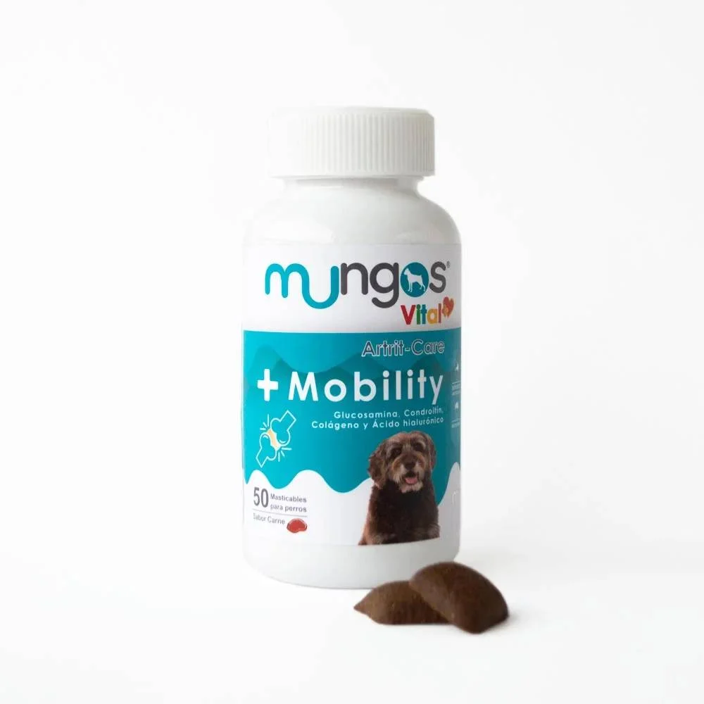 Mungos Mobility Glucosamina para Perros (50 Masticables) 2 Mungos Mobility Glucosamina para Perros (50 Masticables), vista lateral del empaque