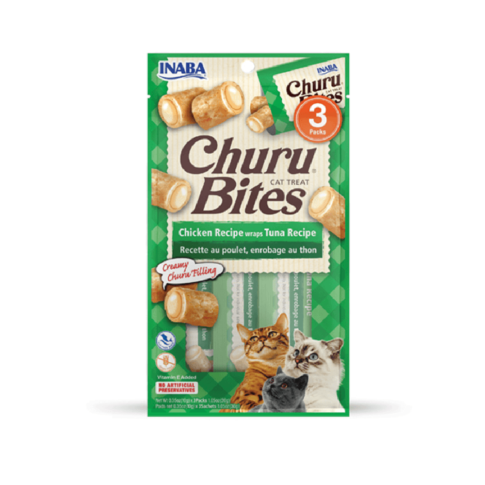 Inaba Churu Bites Chicken Wraps con Atún para Gato 2 Inaba Churu Bites Chicken Wraps con Atún para Gato, vista lateral del empaque