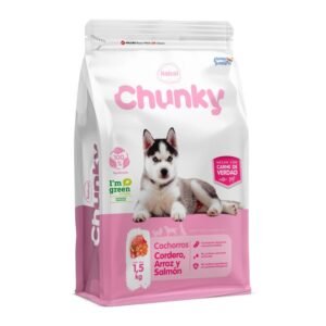 Chunky Cachorro Cordero, Arroz y Salmón, vista frontal del empaque