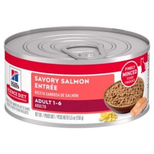Hill's Science Diet Adult Salmón Gato (Lata 5,5 oz), vista frontal del empaque
